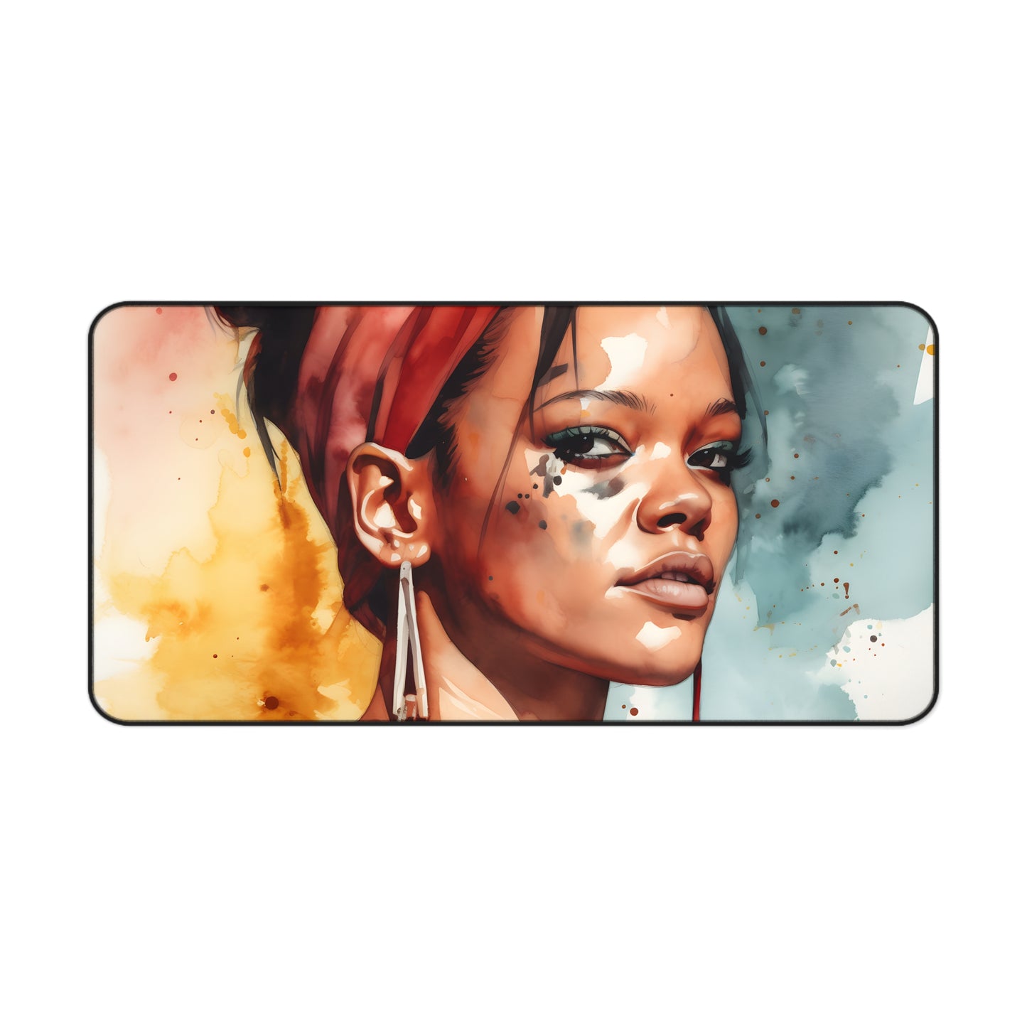 "Rihanna Watercolor Desk Mat - Stylish and functional accent for workspace"