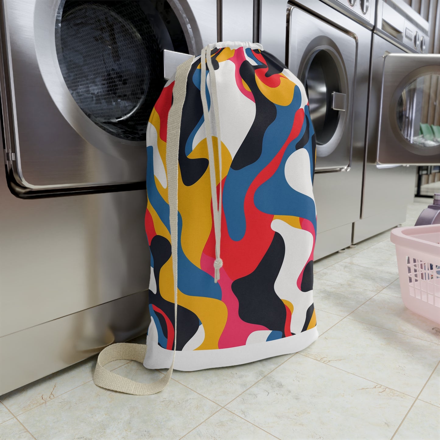 Abstract Pattern Laundry Bag in bold, bright hues for stylish laundry routine