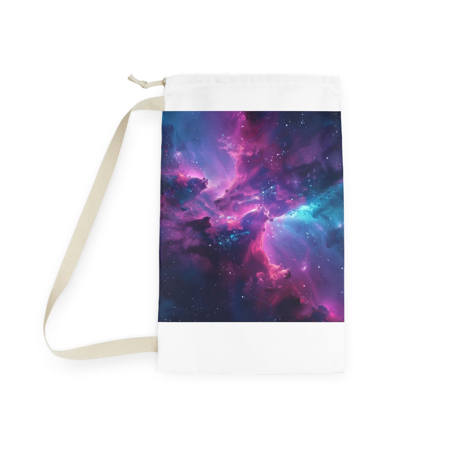 "Neon Space Galaxy Laundry Bag - Transform your laundry routine with this vibrant and space-themed pillowcase"