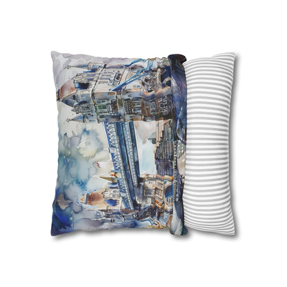 "London Bridge Watercolor Dreams Pillowcase - High-quality, comfortable, and stylish design evoking timeless beauty. Perfect for all seasons. Great gift idea. Shop now!"