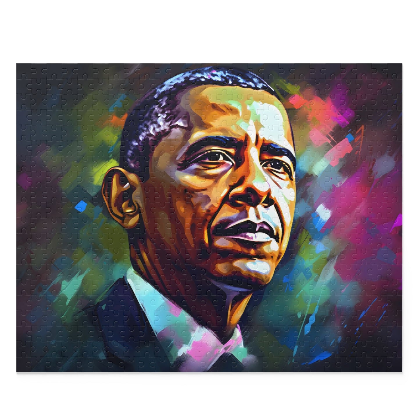 Obama Neon Watercolor Jigsaw Puzzle | Puzzle | Back-to-School, Fall Picks, Games, Holiday Picks, Home & Living, Puzzles, TikTok, Valentine's Day, Valentine's Day Picks | Prints with Passion