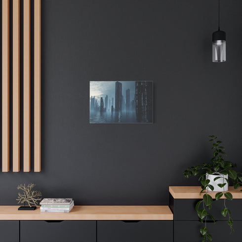 Data Towers Rising from Dark Sea — Canvas Wall Art — Product Detail View 5
