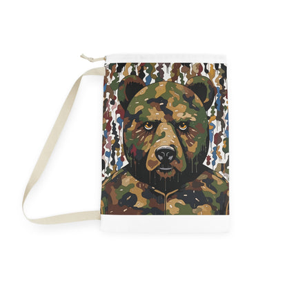 "Stylish Bape camo laundry bag inspired by Takeshi Murakami, perfect for organizing dirty clothes"