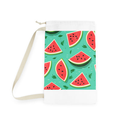 "Colorful watermelon Hawaiian style laundry bag by Bacano Go, perfect for adding a tropical touch to your space"