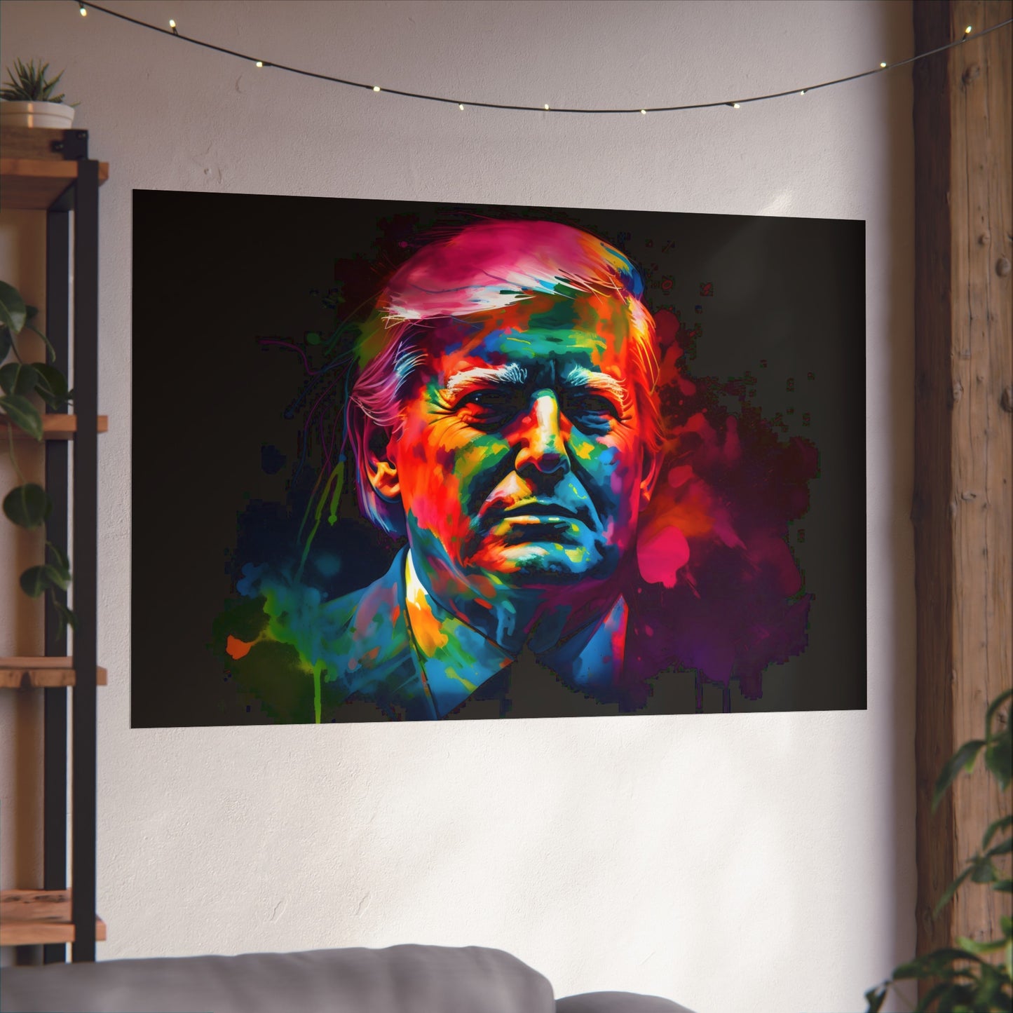 Donald Trump. This poster masterfully captures the distinct features and expressions of the former president