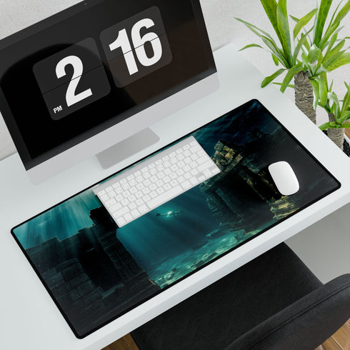 Sunken City Awakening with Energy — XL & XXL Desk Mat — 3mm Non-Slip Natural Rubber Base Detail