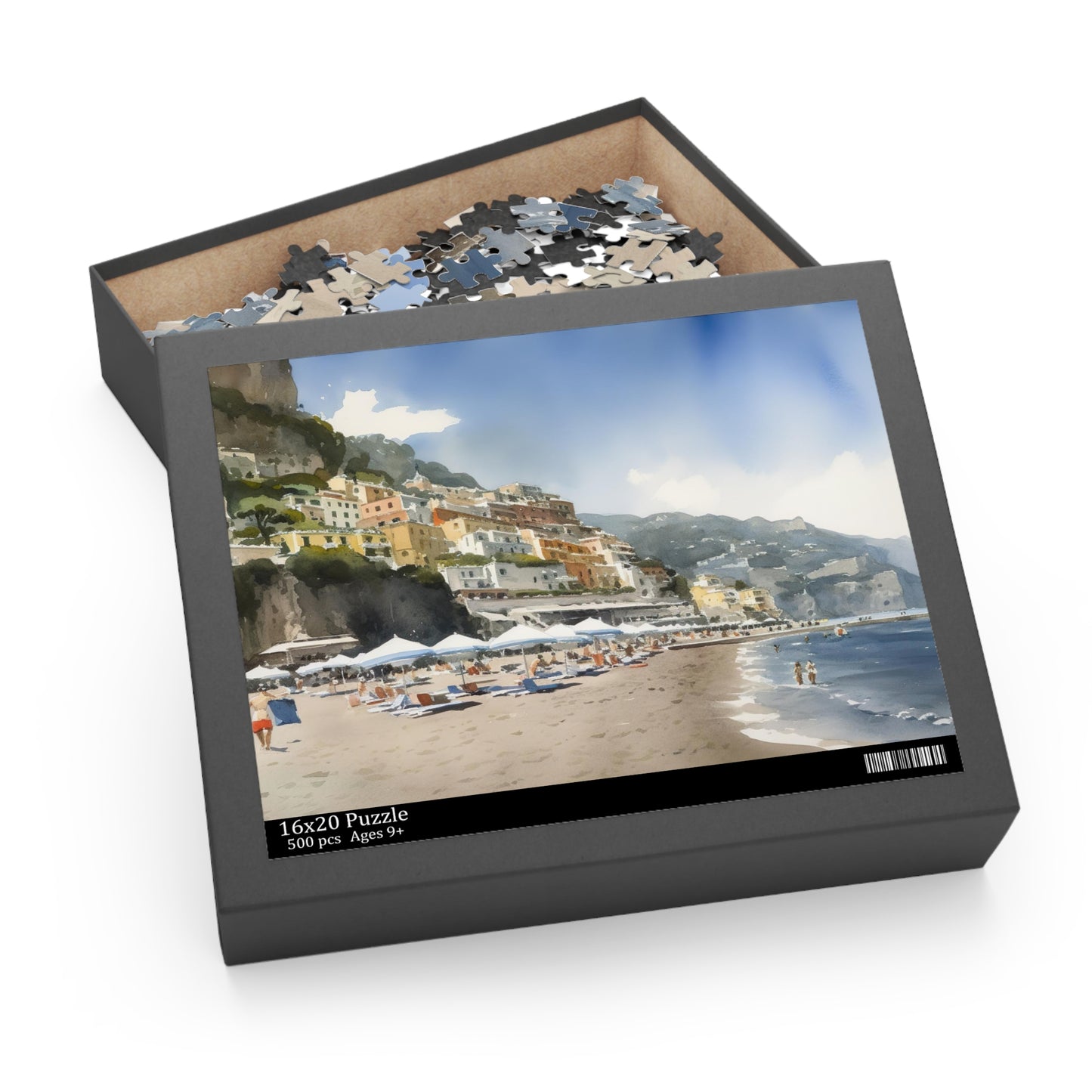 "Amalfi Coast jigsaw puzzle with colorful buildings and crystal-clear waters"