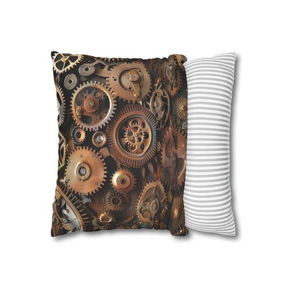 "Clockwork Dreams Steampunk Gear Pillowcase - Industrial Elegance for Every Season"