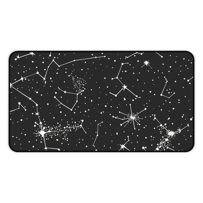 "Starry Night Desk Mat with Constellation Stars design, adds celestial beauty to workspace"