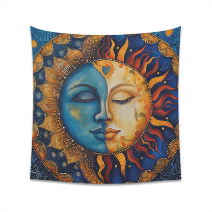 "Sun & Moon Mandala Tapestry: Celestial Day and Night Design, High-Quality Material, Perfect for All Seasons - BenCPrints"