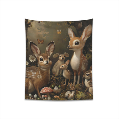 Enchanting Forest Whispers Tapestry featuring Woodland Creatures | High-Quality Material | Comfortable & Stylish | Perfect for All Seasons | Makes a Great Gift