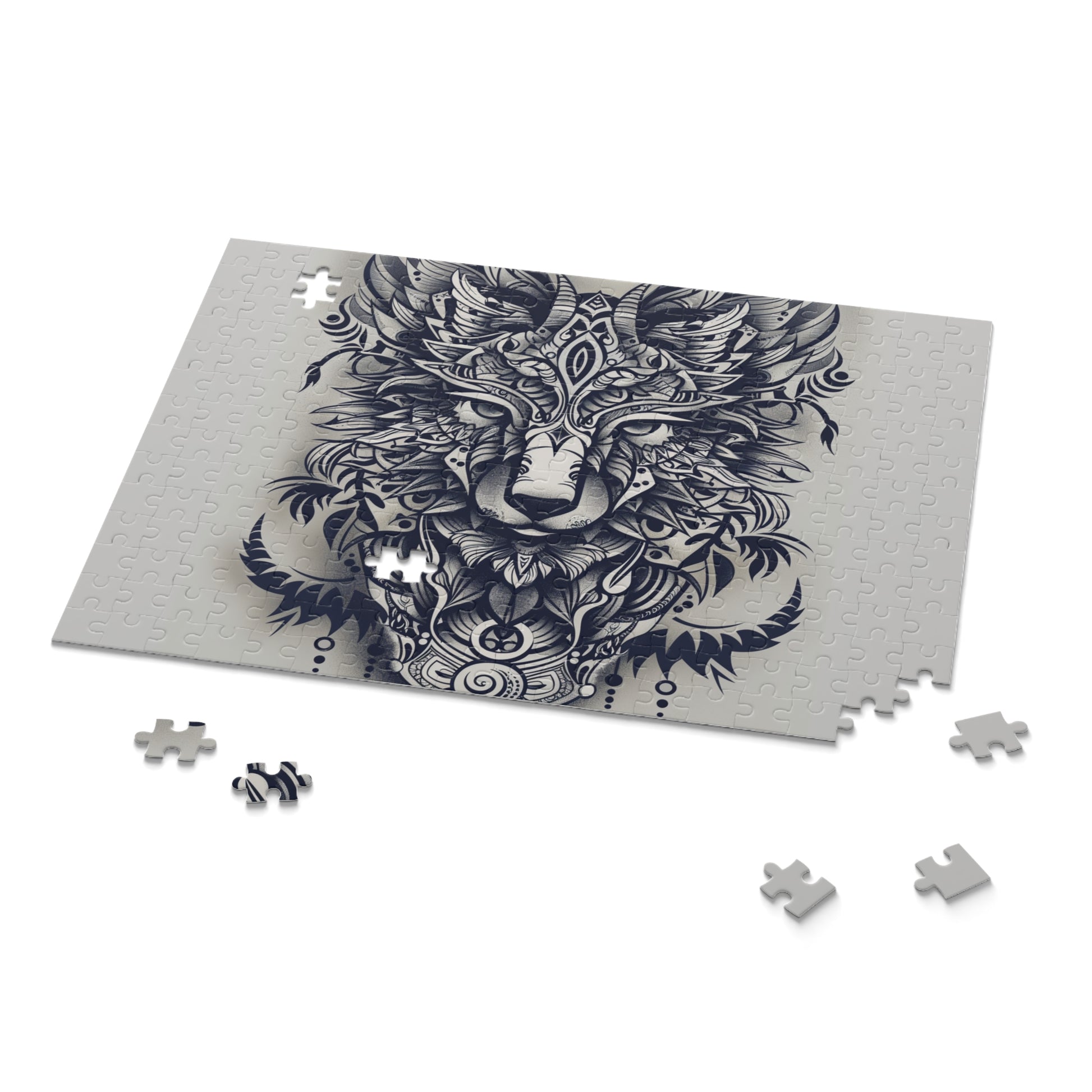 "Vibrant Tribal Animal Totem Jigsaw Puzzle with Intricate Artwork"