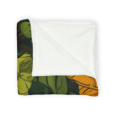 Nordic Woodland Forest Botanical Seamless Plush Fleece Throw Blanket - View 8 | Prints With Passion