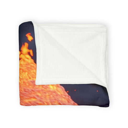 Lava Flowing from Floating Volcano — Plush Fleece Throw Blanket — Product Detail View 11