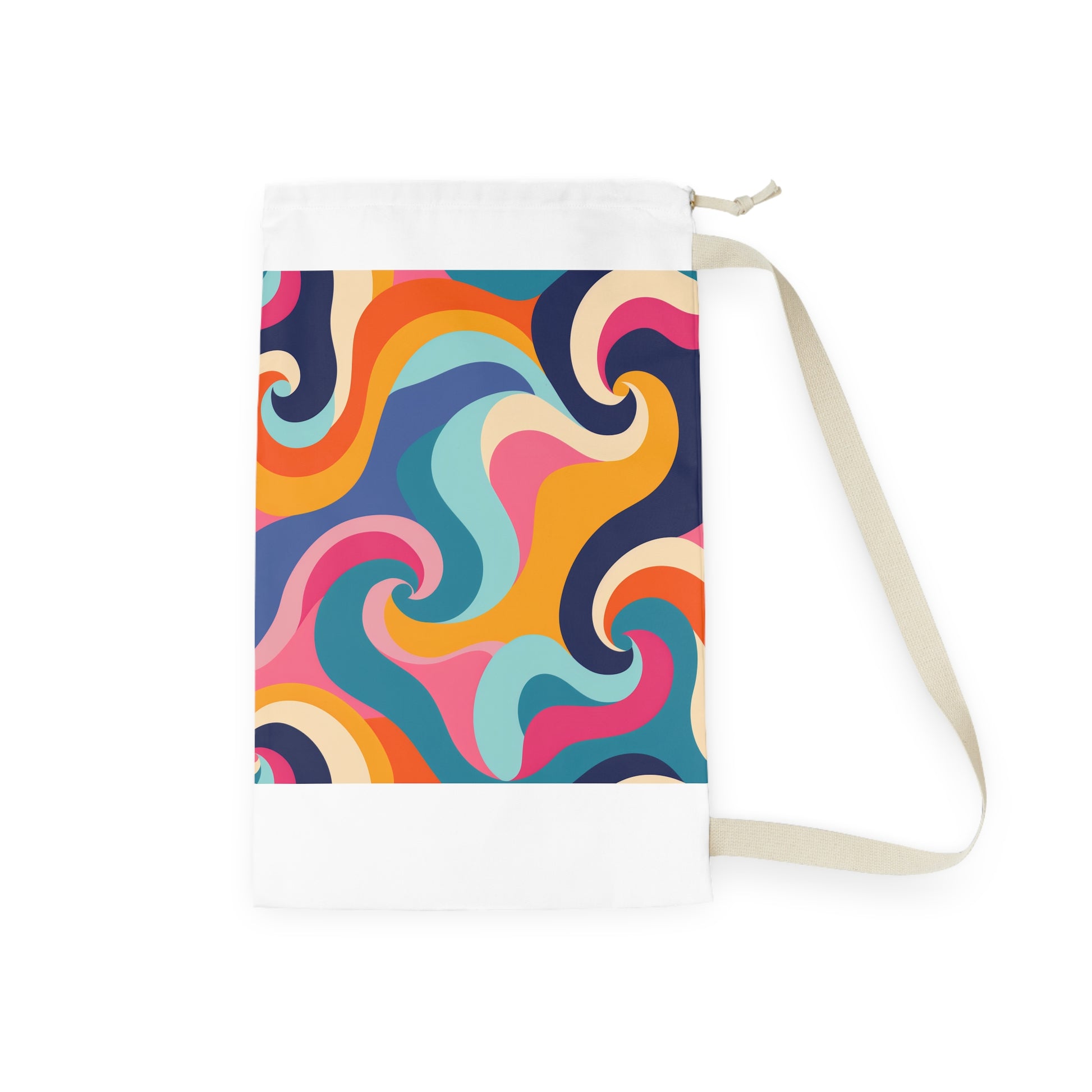 Stylish Retro Waves Laundry Bag - Vibrant patterned pillowcase for easy laundry day - Functional and chic household accessory