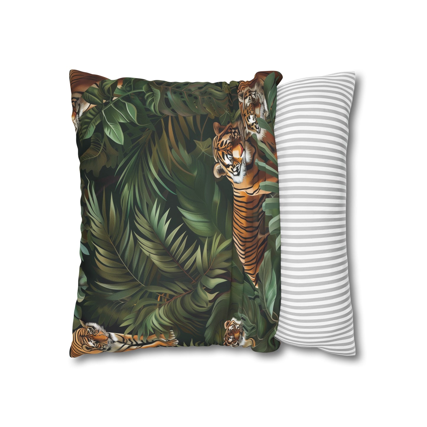 "Wild Tiger Jungle Safari Pillowcase - Add adventure to home decor with seamless jungle pattern and majestic tigers"