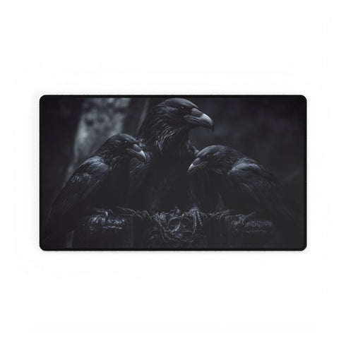 Gothic Throne with Ravens — XL & XXL Desk Mat — Gaming & Workspace Desk Setup View