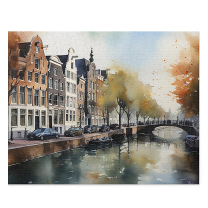 Amsterdam Adventure Jigsaw Puzzle - Piece together iconic canals and architecture in this challenging puzzle for tourists and enthusiasts.