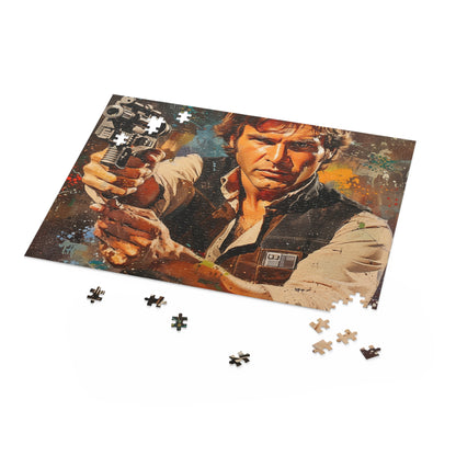 "Challenging Han Solo Star Wars jigsaw puzzle with iconic scenes for fans"