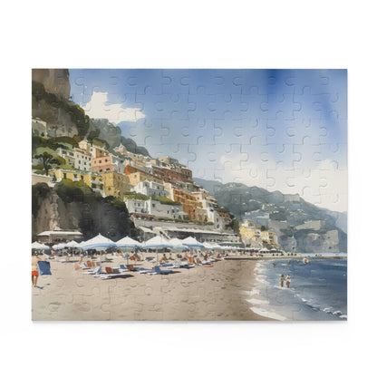 "Amalfi Coast jigsaw puzzle with vibrant colors and stunning coastline view"