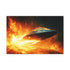 Spaceship Leaving a Burning Planet — Canvas Wall Art — Living Room Wall Lifestyle View