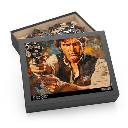 "Challenging Han Solo Star Wars jigsaw puzzle with iconic scenes for fans"