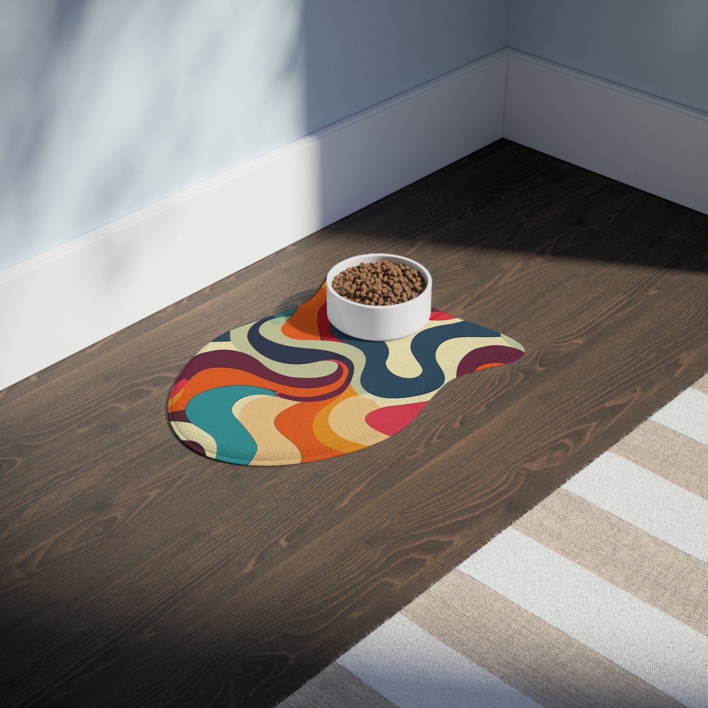 Retro Waves Pet Feeding Mat: Vibrant, Stylish & Functional