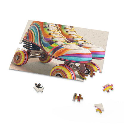 Colorful and Vibrant Striped Skate Jigsaw Puzzle for Roller Skating Nostalgia - Fun Family Activity