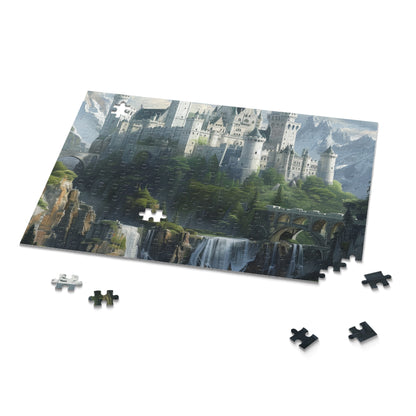 "Enchanted Castle Fantasy Jigsaw Puzzle - Dreamy escape with beautiful fairy-tale fortress, perfect for fantasy lovers"