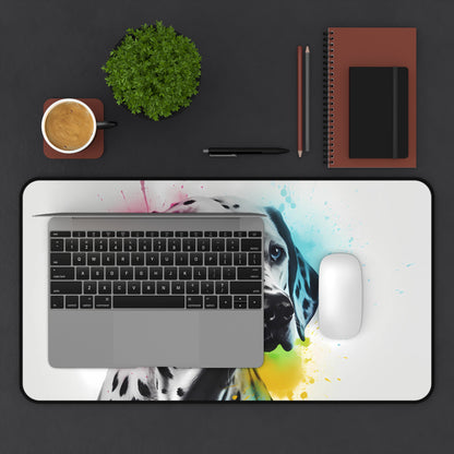 "Dalmatian Dream Desk Mat - Add a touch of whimsy to your workspace with this adorable and durable desk mat."