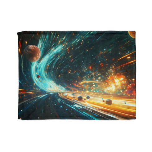 Space Highway with Comet Traffic Plush Fleece Throw Blanket