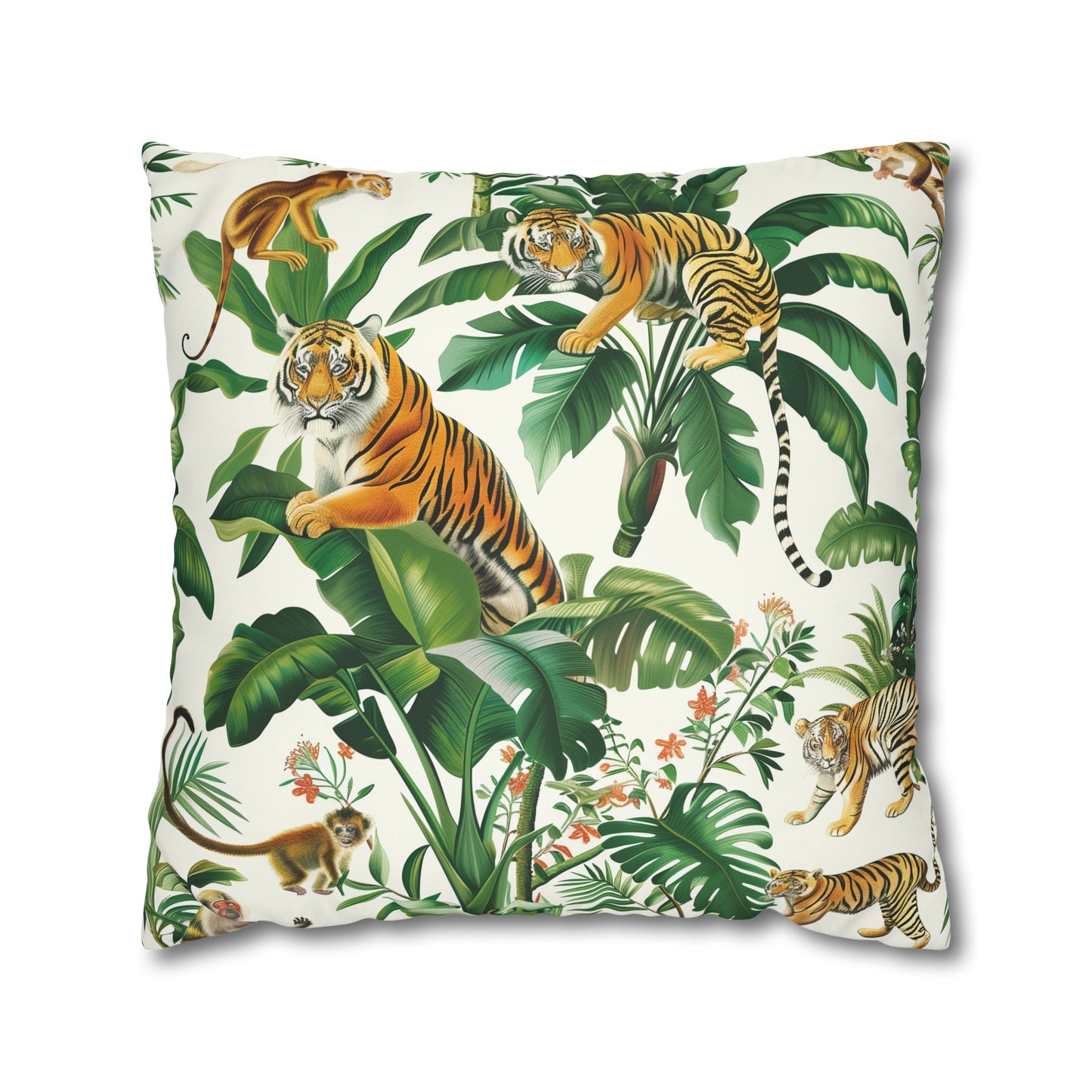 "Wild Tiger Jungle Safari Pillowcase - Majestic tigers in lush foliage design, sleep in style and comfort"