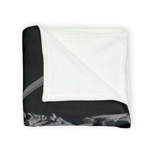 Robot Samurai on Lunar Battlefield — Plush Fleece Throw Blanket — Product Detail View 5