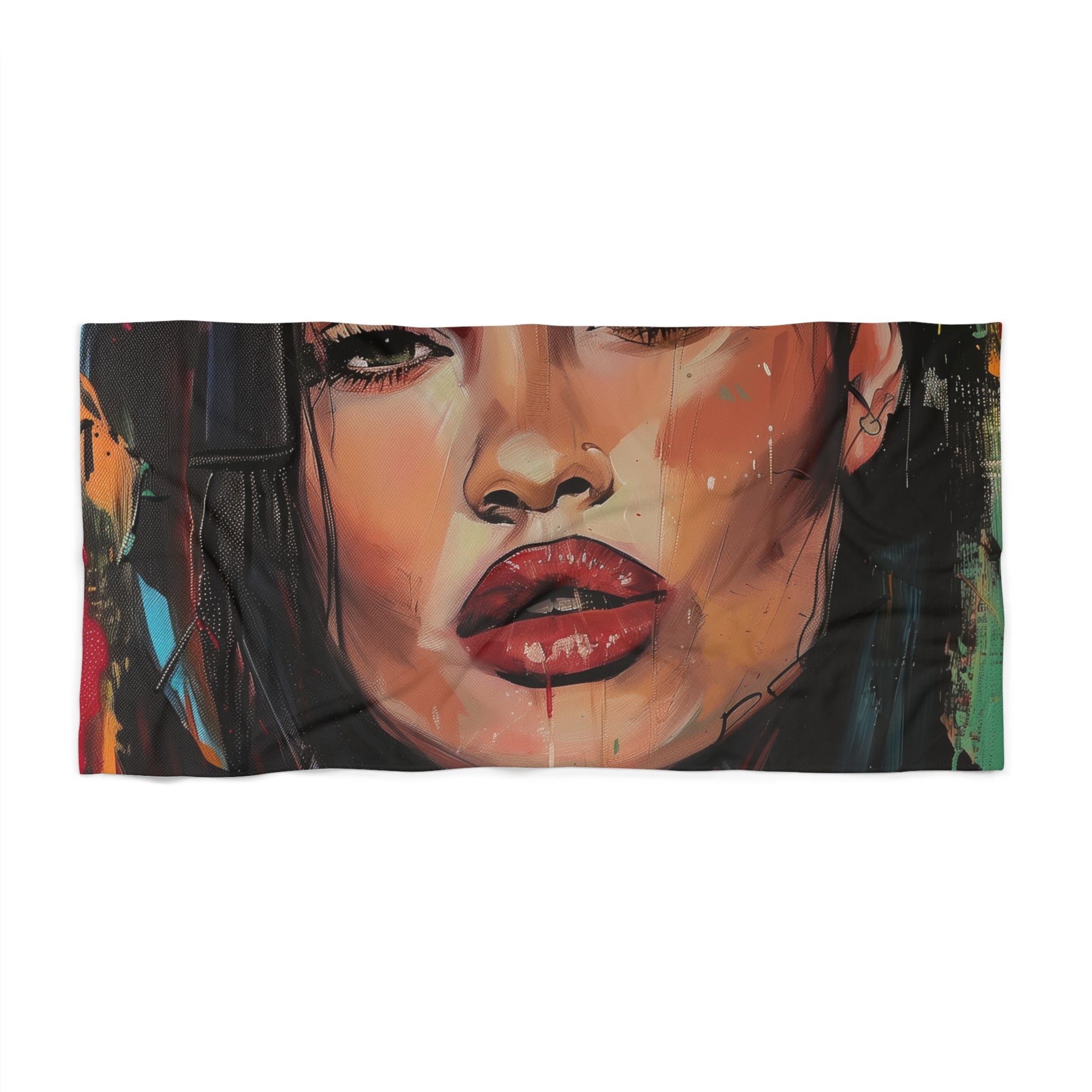 Indulge in luxurious comfort and style at the beach with our vibrant and chic Kylie Jenner Beach Towel Masterpiece. Perfect for lounging in the sun in style with the iconic colors of the Kylie Lip Kit.