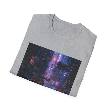 Glitch City: Cyberpunk Neon Landscape T-Shirt