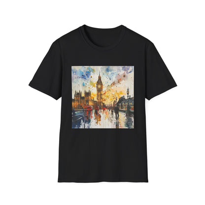 London Calling: Big Ben Watercolor T-Shirt | T-Shirt | DTG, Men's Clothing, Regular fit, T-Shirts, Unisex, Women's Clothing | Prints with Passion