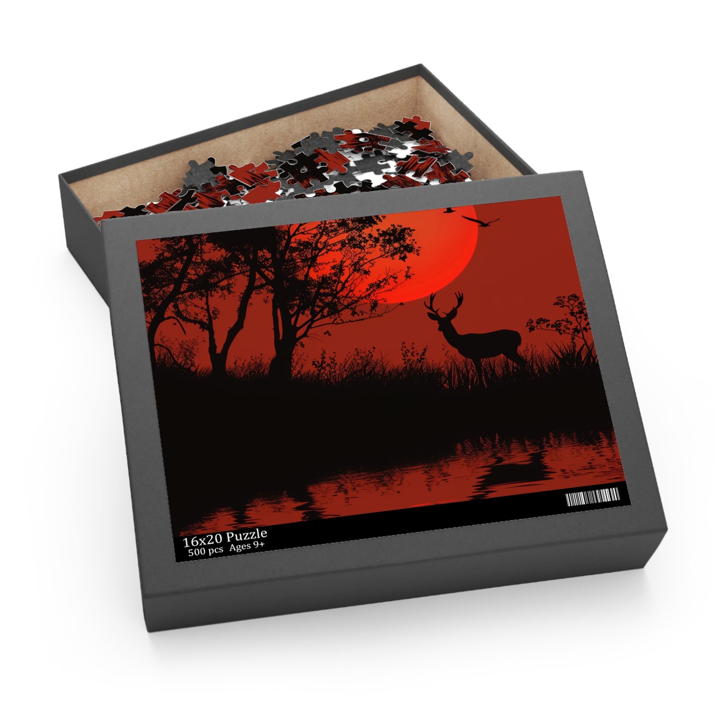 "Stunning wildlife silhouette deer jigsaw puzzle for relaxation and stress relief"