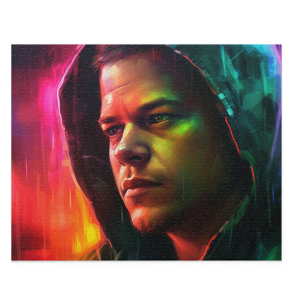 Matt Damon Neon Watercolor Puzzle