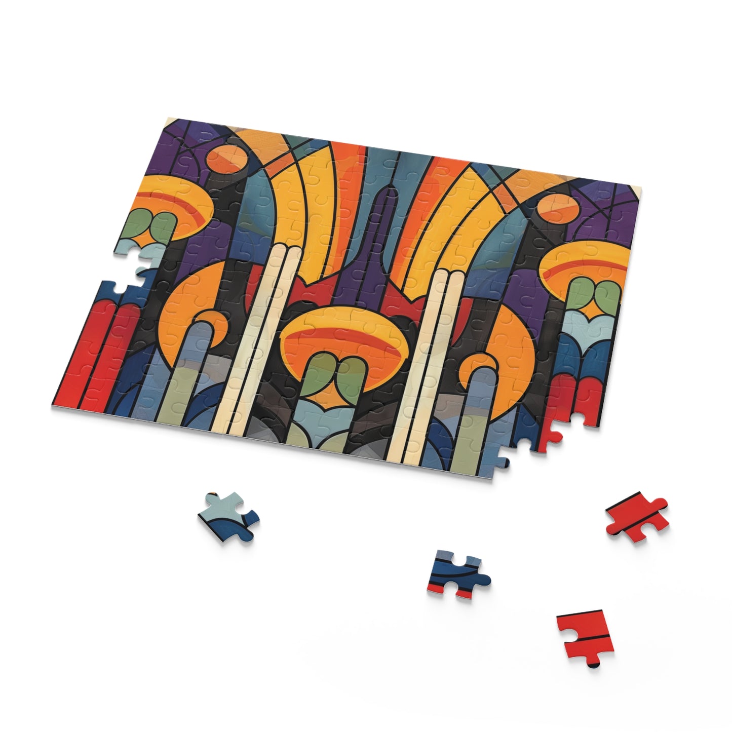 Abstract Art Deco jigsaw puzzle with vibrant patterns for a captivating challenge.