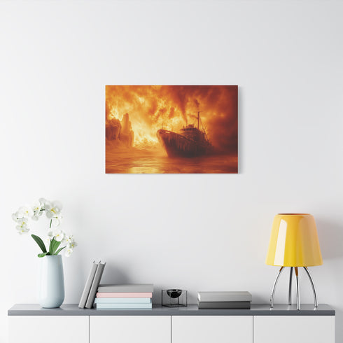 Frozen Ship Adrift in Firestorm — Canvas Wall Art — Product Detail View 7