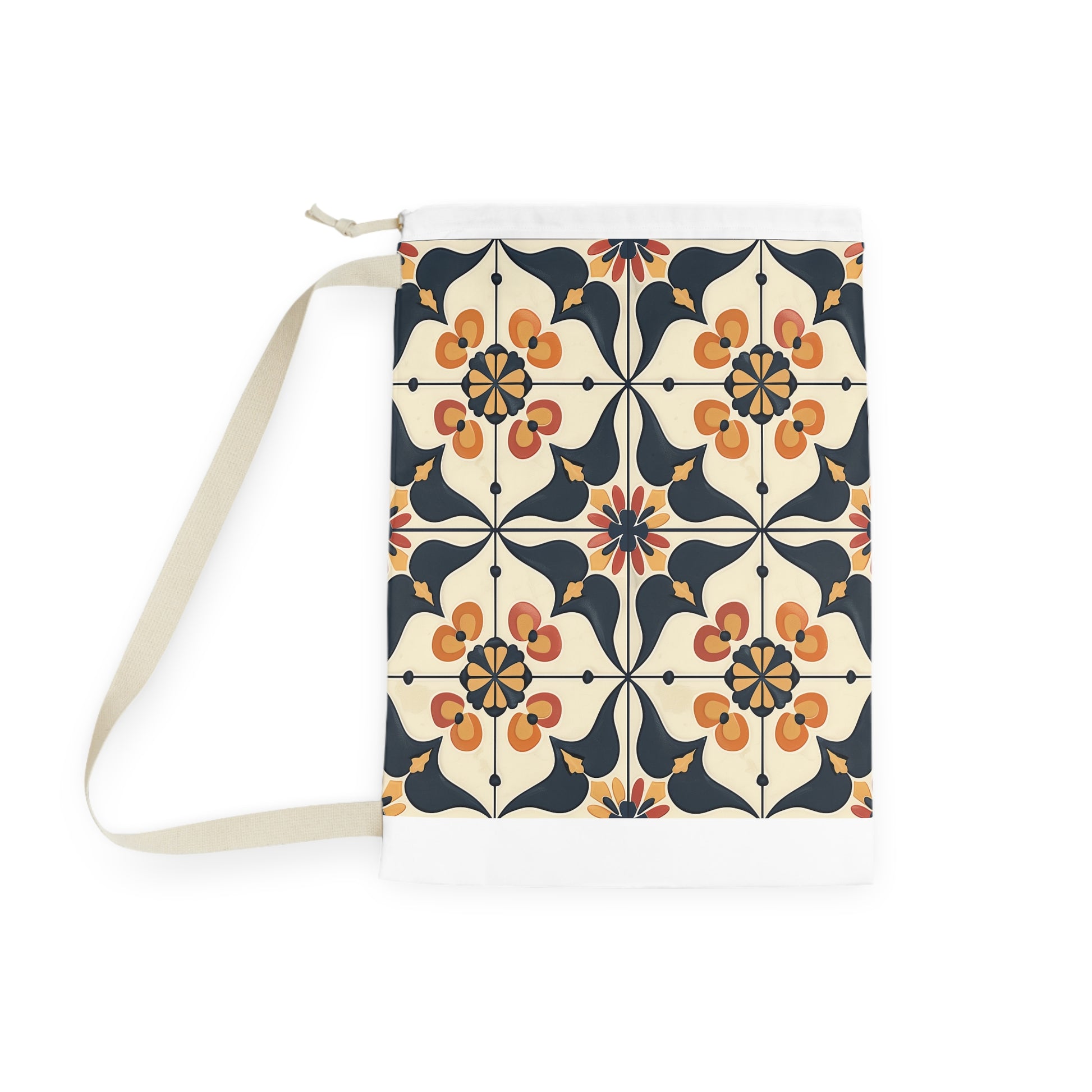 "Artisan Tiles seamless pattern laundry bag, elevate your laundry routine with stylish design"