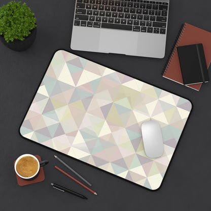 Pastel Geometrics Desk Mat - Stylish seamless geometric pattern in soft, muted colors for chic desk decor