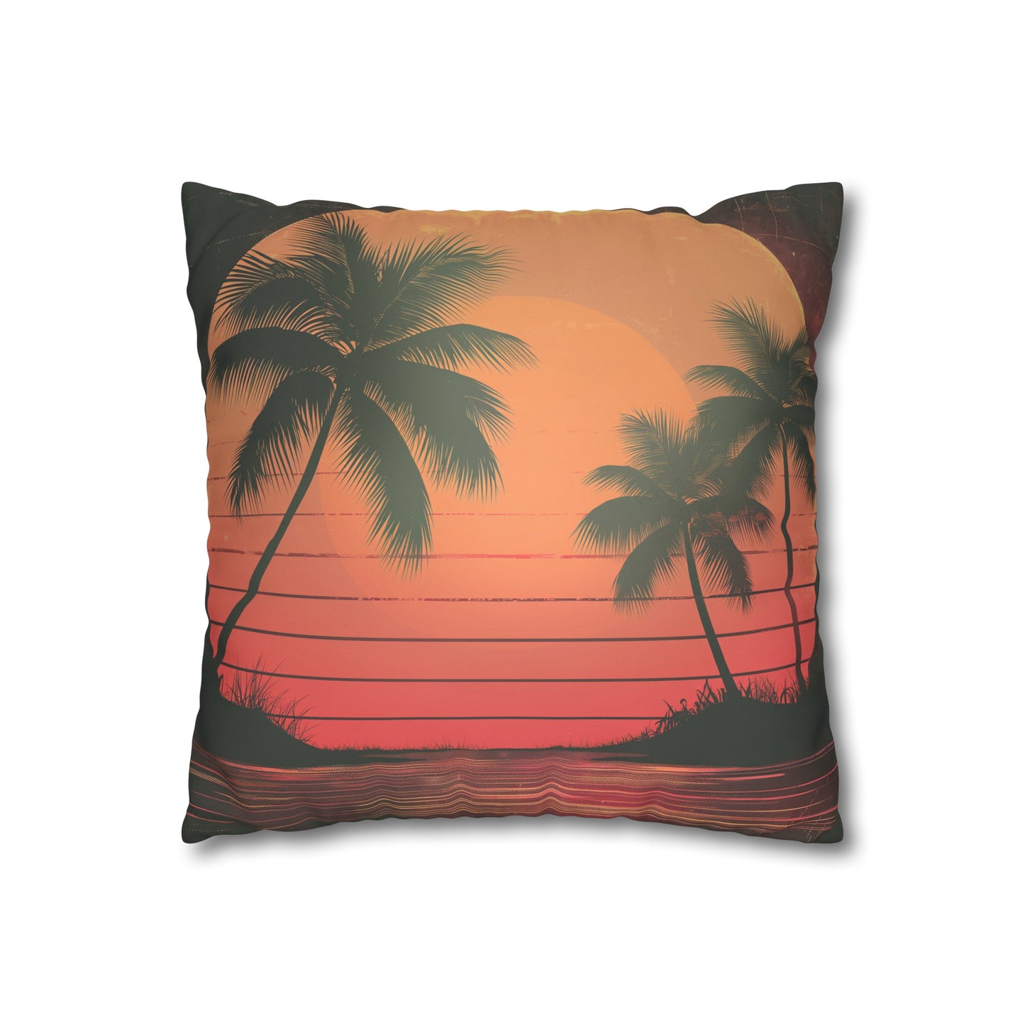 "Relax with Palm Trees & Sunset Dreams Pillowcase | High-quality, stylish, perfect for all seasons | Great gift idea | Vintage beach vibes"