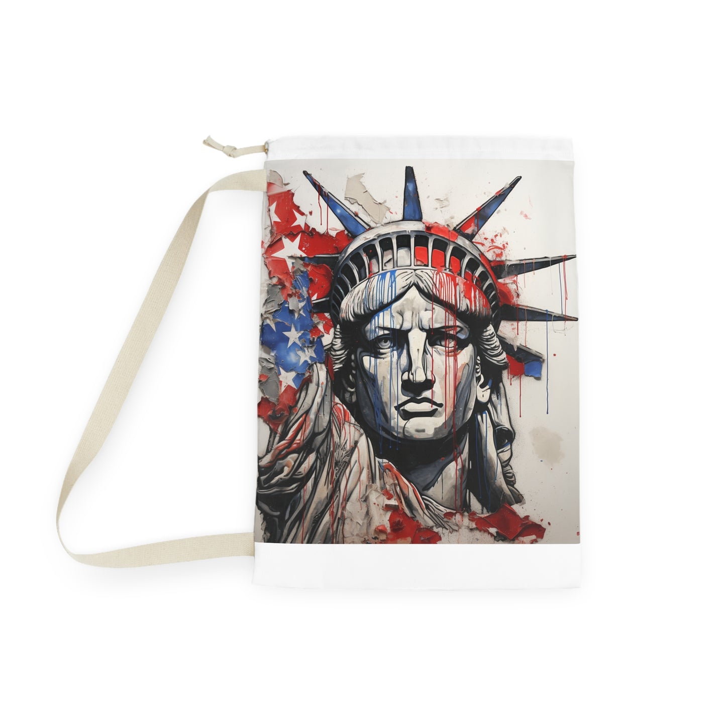 "Color Splash American Flag Laundry Bag - Patriotic laundry essential with unique design"