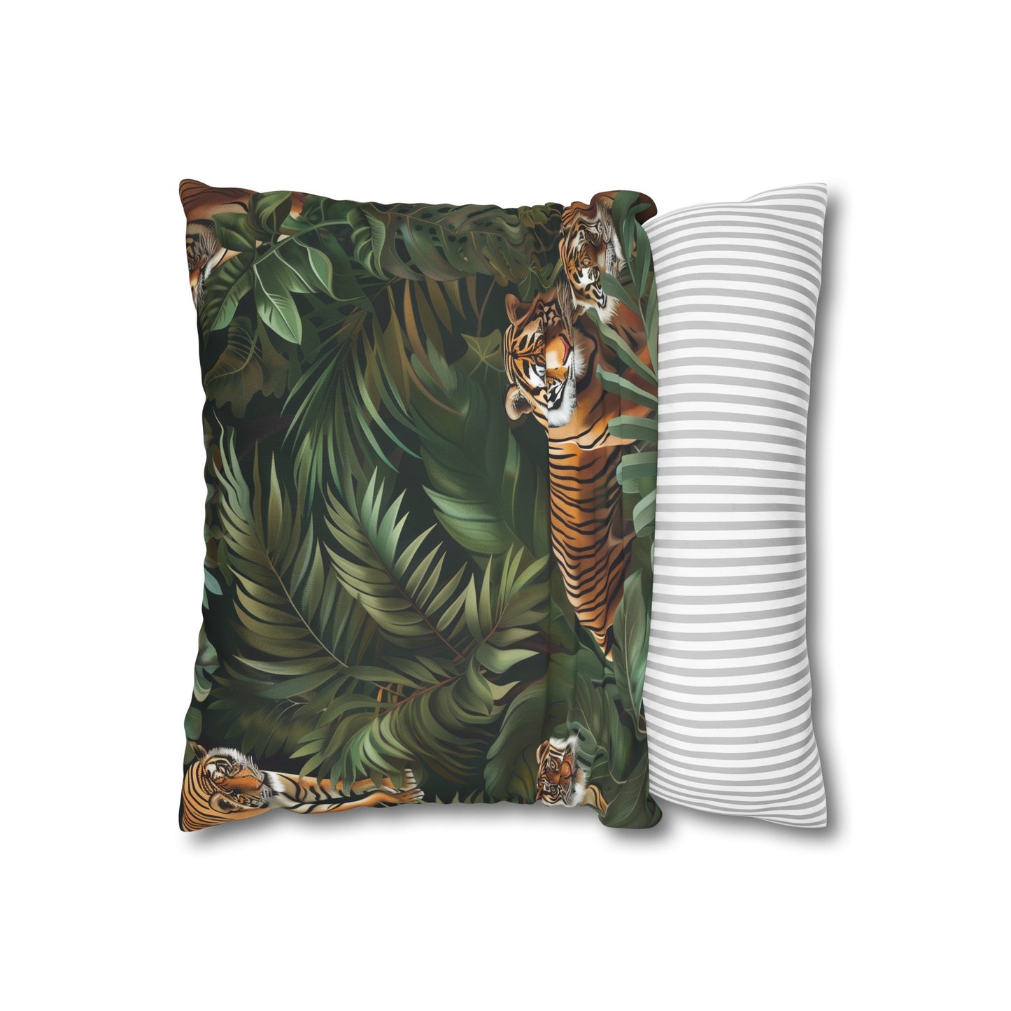 "Jungle Safari Tiger Pillowcase - Add adventure to your decor with majestic tigers in a seamless jungle pattern."