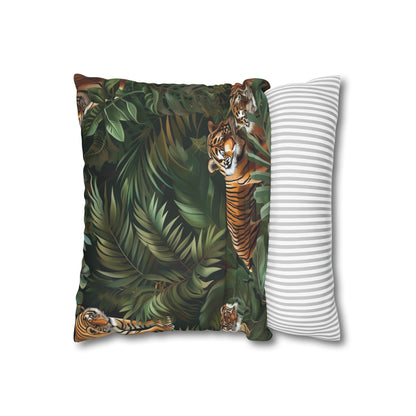 "Jungle Safari Tiger Pillowcase - Add adventure to your decor with majestic tigers in a seamless jungle pattern."