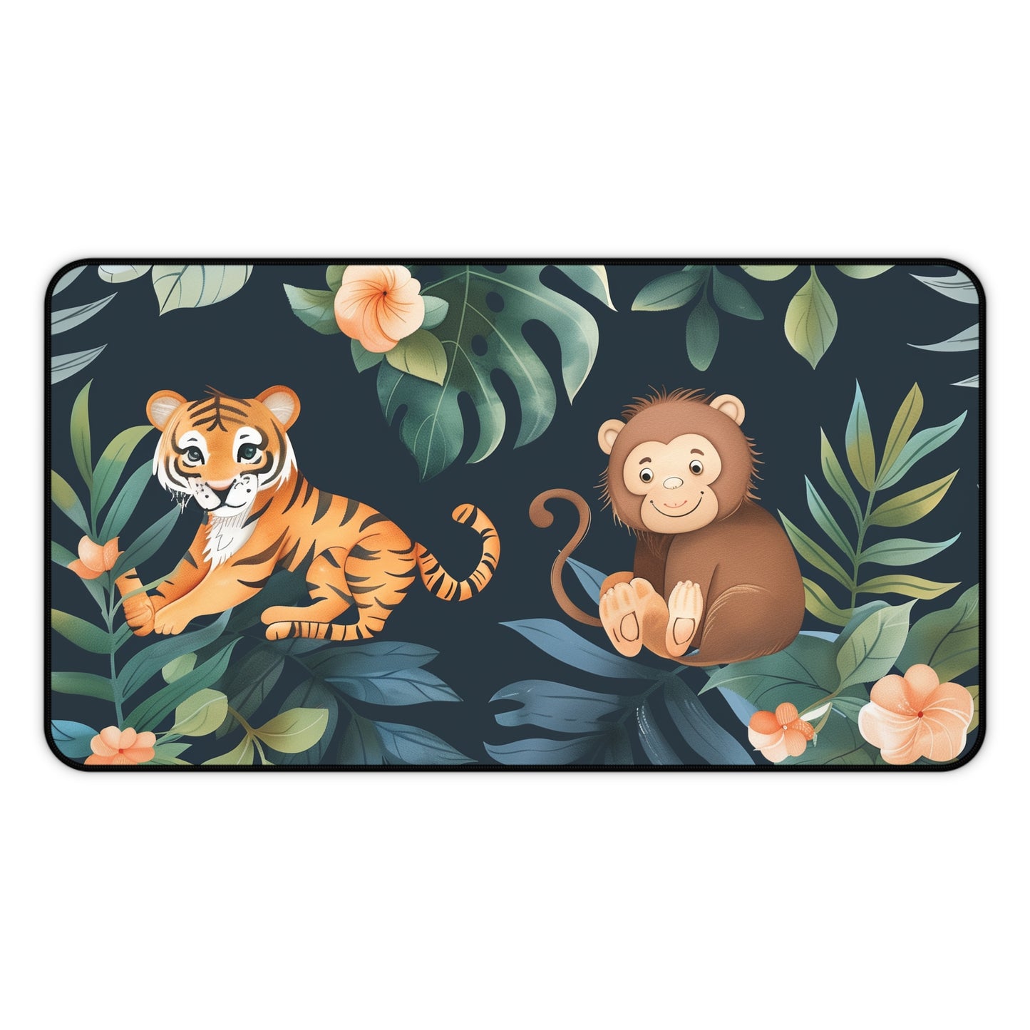 "Transform your workspace with Tiger Jungle Desk Mat - featuring majestic tigers in lush greenery. Revitalize your desk decor with this Jungle Safari design!"