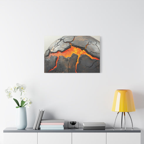 Cracked Planet with Lava Veins — Canvas Wall Art — Product Detail View 7