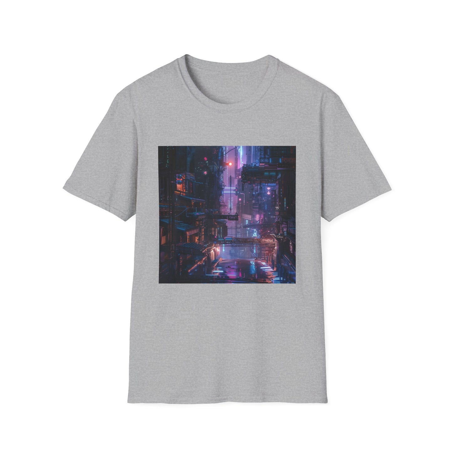 Glitch City: Cyberpunk Neon Landscape T-Shirt