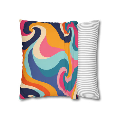 "Vibrant Retro Waves Pillowcase Set - Bold colorful seamless pattern for stylish bedding"